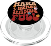 Mama Heart Hands Full Retro Floral Typography PopSockets PopGrip for MagSafe