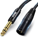 Veetop Câble XLR 3m Mâle vers TRS 6,35MM, Câble Jack Stero TRS équilibré vers XLR Convient pour haut-parleurs, scènes, DJ, consoles audio de studio