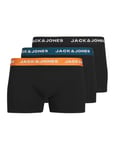 JACK&JONES Men's JACJONAS Solid Trunks 3 Pack Boxer Shorts, Black/Pack:Black-Black-Black, XL