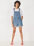 HUSH Jasmine Relaxed Short Dungarees, Light Authentic Blue