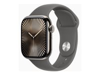 Apple Watch Series 10 (Gps + Cellular) - 42 Mm - Naturlig Titan - Smart Klocka Med Sportband - Fluoroelastomer - Klippgrå - Bandstorlek: M/L - 64 Gb - Lte, Wi-Fi 4, Uwb, Bluetooth - 4G - 34.4 G