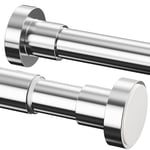 Tringle à rideau de douche extensible en acier inoxydable sans perçage pour salle de bain, armoire, rideaux de douche (110 à 200 cm, φ25 mm, argent)