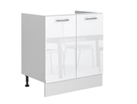 Kitchen Sink Unit Cabinet Cupboard Base 800mm Soft Close White Gloss 80cm Ella