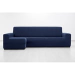 MAXIFUNDAS FUNDAS DE SOFA & CHAISE LONGUE. Housse de canapé d'angle Super élastique avec accoudoir Gauche Long (regardant de Face), Bleu Marine