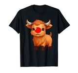 Red Nose Highland Cow Cute Red Nose 2024 Red Nose Cow Kids T-Shirt