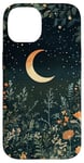 iPhone 14 Night Forest Dark Cottagecore Crescent Moon Botanical Case