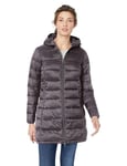 Amazon Essentials Doudoune à Capuche Légère et Imperméable avec Fermeture Éclair Intégrale (Disponible en Grande Taille) Femme, Charbon Chiné, M