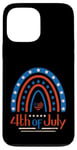 Coque pour iPhone 13 Pro Max 4 juillet 4 juillet arc-en-ciel blanc bleu rouge patriotique