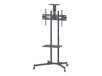 Manhattan Tv & Monitor Mount, Trolley Stand, 1 Screen, Screen Sizes: 37-65", Black, Vesa 200X200 To 600X400mm, Max 40Kg, Lfd, Lifetime Warranty - Vagn - För Platt Panel/Av-Utrustning - Svart - Skärmstorlek: 37"-70"