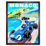 Monaco Europe Grand Prix 1973 Motor Sport Racing Formula 1 Race Vintage Advert Art Print Framed Poster Wall Decor 12x16 inch