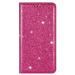 Unichthy For Samsung Galaxy A35 5G Case All Glitter Flip Case for Women Solid Sparkly PU Leather Wallet Phone Cover Card Slots Stand Magnetic Closure Shockproof Shell for Samsung A35 5G Deep Pink