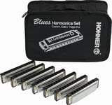 Hohner Blues Band Harmonica - Pakke med 7 munnspill og bag