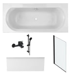 Pack baignoire droite 180 x 80 JACOB DELAFON Elise - Acrylique - Pare bain noir - Vidage