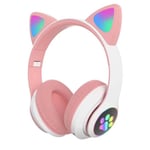 Langaton Bluetooth-kuuloke-Cat Ear LED -pelikuuloke, vaaleanpunainen