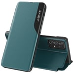 För Samsung Galaxy A53 5g Fönster Fönster Magnetisk Automatisk Stängning Anti-fall Pu Läder Flip Folio Telefonfodral Green