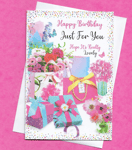 Happy Birthday Card Ladies Woman Female For Her Greeting Handbag Flowers 19x13cm