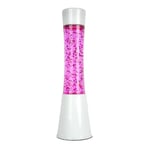 fisura. - Lampe à lave rose. Base blanche, liquide rose et paillettes de coeur. Lampe ambiance à effet relaxant. Avec ampoule de rechange. 11 cm x 11cm x 39,5 cm.