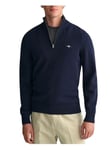 GANT Mens Cotton Half Zip Cream Sweater Navy S