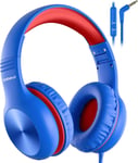 Casque Audio Enfant,Casque Enfant Audio Filaire Avec Microphone,85/94Db Limite De Volume,Sonore Hd,Fonction De Partage,Casque Enfant Pliable Pour Ipad/Tablet/Pc/Voyage/Ecole,Bleu Cobalt