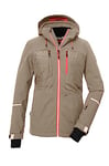 killtec Femme Veste de ski/veste fonctionnelle avec capuche amovible et pare-neige KSW 86 WMN SKI JCKT, camel, 42, 39749-000