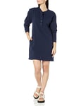 Amazon Essentials Robe-pull Henley en maille (disponible en grandes tailles) Femme, Bleu Marine, 4XL Grande taille