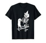 Skeleton Pumpkin Head Pet Cat Halloween Bones Jack O Lantern T-Shirt