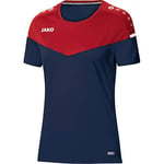 JAKO Champ 2.0 T-Shirt Women's T-Shirt - Navy/Chili Red, 34