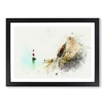 Big Box Art Lighthouse by The Coast in Abstract Framed Wall Art Picture Print Ready to Hang, Black A2 (62 x 45 cm)