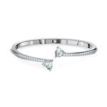 Swarovski Bracelet-jonc Attract Soul pour femme, deux cristaux blancs brillants en forme de cœur, plaqué rhodium, taille S