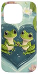 Coque pour iPhone 14 Pro Grenouille Cœur Bassin Saint-Valentin