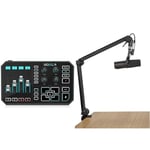 TC Helicon GoXLR Revolutionary Online Broadcaster Platform with 4-Channel Mixer, Motorized Faders & Gator Frameworks Deluxe Desk-Mounted Broadcast Microphone Boom Stand For Podcasts & Recording