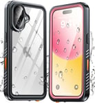 ANTSHARE Coque pour iPhone 16 Étanche Antichoc,360 degres Incassable Militaire Rigide Intégrale Case/Bumper,IP68 Waterproof Antipoussière [avec Protection Camera+Écran] Coque Etanche iPhone 16 (6.1")