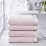 Welhome Madison Bath Towels | 4 Piece Set | Softer & Lofter Wash After Wash | Hygro-Cotton | Highly Absorbent | Quick Dry & Light-Weight | Sustainable | Plush and Durable Shower Towels in Blush Pink