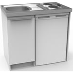 Kitchenette boreale 100 cm avec frigo, évier 18/10 et 2 plaques - Moderna