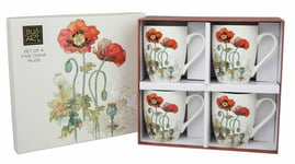 Poppy Mug Set Of 4 China Mugs By Bug Art Fine China Cups Gift Box