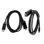 le noir - Câble Mini DP vers HDMI mâle vers mâle de 1.8M et adaptateur DisplayPort plaqué or de 1.8M