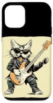 Coque pour iPhone 12/12 Pro Guitare à bascule Chat pour guitare électrique Amoureux des animaux