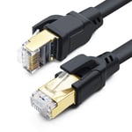 CAT 8 Ethernet Cable 15m, High Speed 40Gbps 2000MHz SFTP Internet Network LAN Wire Cables with Gold Plated RJ45 Connector for Router, Modem, PC, Switches, Hub, Laptop, Gaming, Xbox (Black, 15m/50ft)