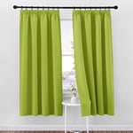 PONY DANCE Rideau Salon - Rideaux Thermiques Isolants Anti Froid Occultant Galon Fronceur pour Chambre Fille Garçons, Porte Fenêtre sans Percage, 2 PCs, L 140 cm x H 175 cm, Vert Frais