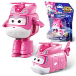 Super Wings Jouets Transformer Dizzy, Figures d'action 2 en 1, Jouet Robot Avion 5cm, Jouet Transformateur pour Garçons et Filles à partir de 3 Ans, Rose