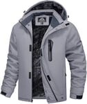 MAGCOMSEN Winter Jackets for Mens Snowboard Warm Thick Waterproof Coats Outdoor Skiing Windproof Jackets Grey,M