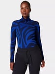 Sweaty Betty Animal Funnel Neck Base Layer Top, Blue Animal Flow