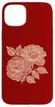 Coque pour iPhone 15 Plus Art floral rose botanique, style minimaliste