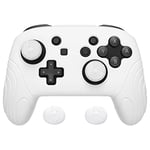 PlayVital Protection Manette pour Nintendo Switch Pro Manette,Housse en Silicone pour Switch Pro avec Capuchon Joystick,Coque Antidérapante Ergonomique pour Switch Pro-Blanc(Édition Samouraï)