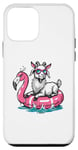 iPhone 12 mini Funny Goat On Flamingo Floatie Summer Vibe Pool Party Case