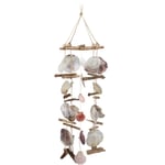 Relaxdays - Carillon à coquillages bois flotté mobile coquillages guirlande Décoration à suspendre, coloré