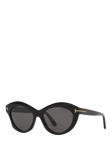 TOM FORD TR00184 Women's Polarised Cat's Eye Sunglasses, Black