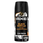 AXE - Déodorant Homme Black Vanilla - Collection Prestige - Spray Anti-transpirant - fraîcheur 72h non-stop - parfum vanille orange et bois de santal - 150ml