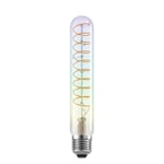 EGLO Lampe LED E27 dimmable, tube filament vintage spirale, ampoule Edison multicolore effet arc en ciel, 4 watts, 200 lumens, blanc chaud, 2000 Kelvin, T30, Ø 3 cm