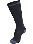 hummel Unisex Elite Compression Socks, unisex_adult, 204044-1006, Black/Asphalt, 27W x 30L